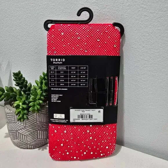 Torrid - Rhinestone Fishnet Tight in Red - Picture 6 of 8